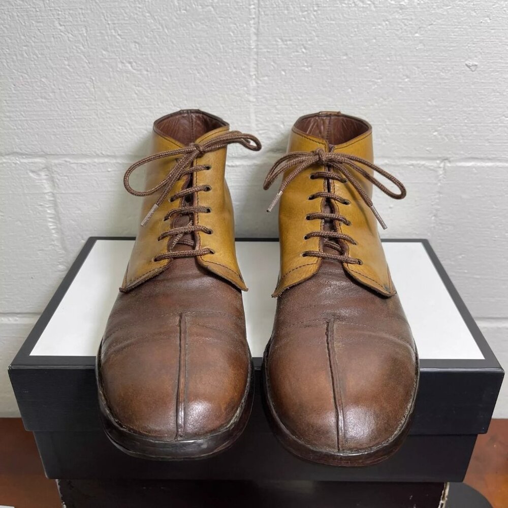 VTG MOMA Boot Brown Leather Split Toe Oxford Shoes Size 44/ US 12‎ Made In Italy